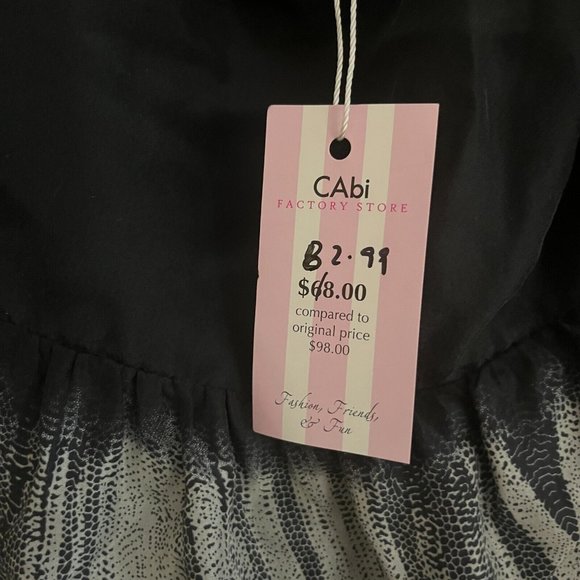 New CAbi Dazzle Silk Tunic Top Lace Look Tank NWT Size 10 Black - Picture 9 of 11